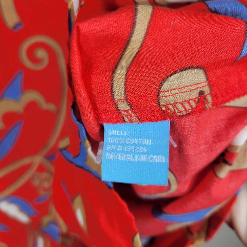 J. McLaughlin Red Blue Floral Lois Button Up Top Long Sleeve Cotton Small - Picture 6 of 9